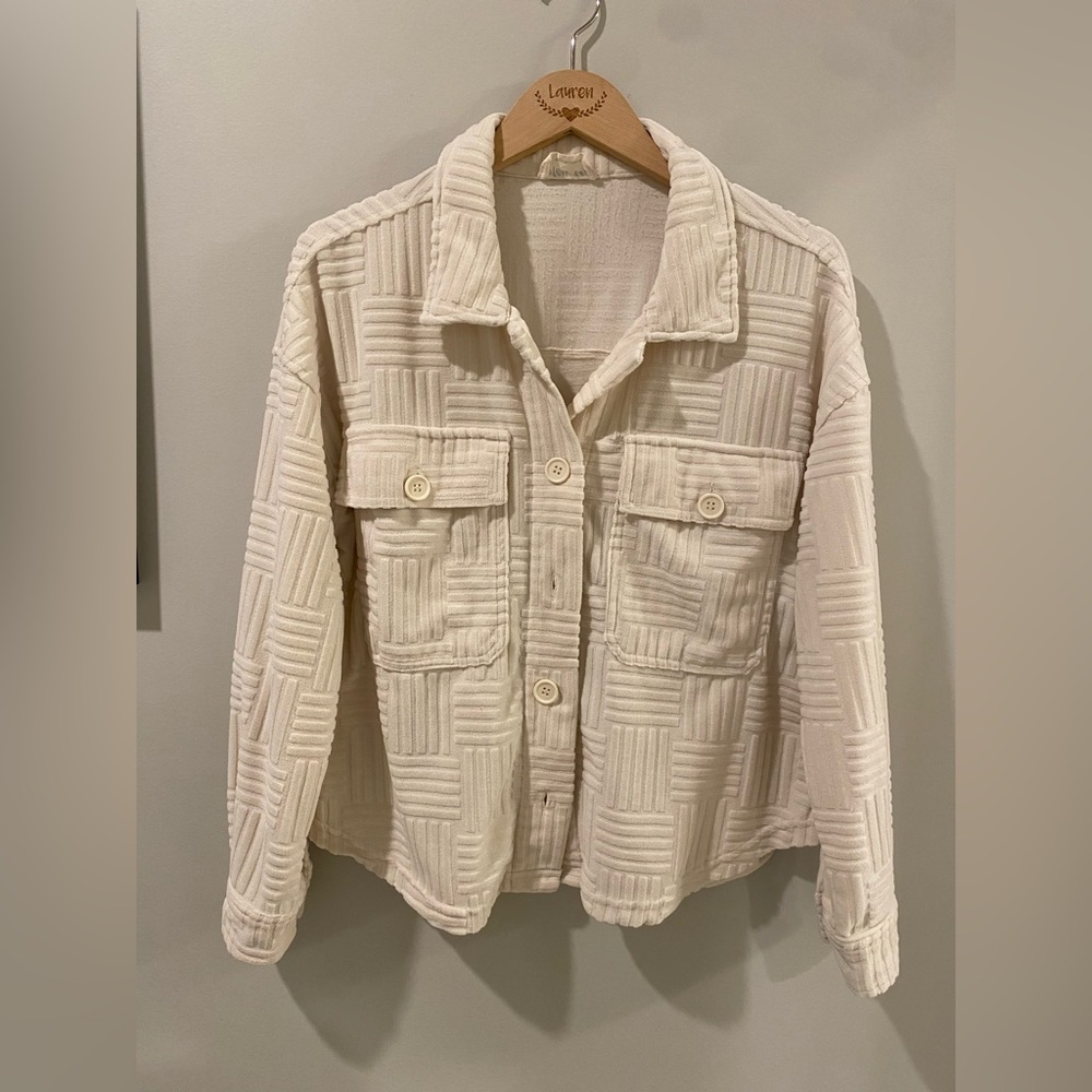 Cream Textured Shacket - Size Medium